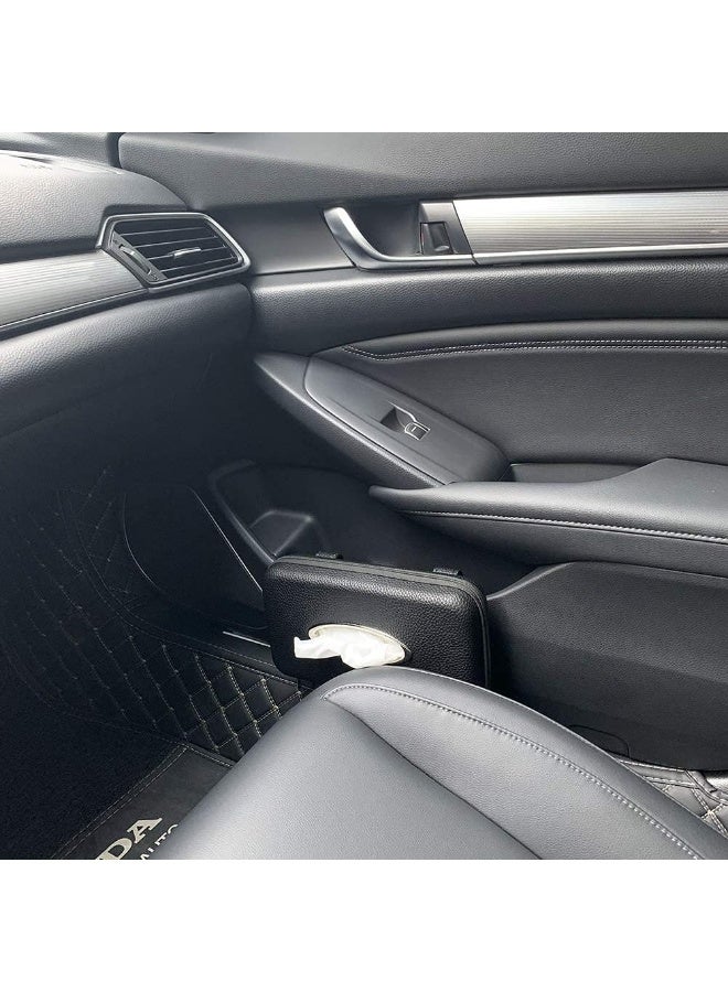 Car Tissue Holder, Sun Visor Napkin Holder, Car Visor Tissue Holder, PU Leather Backseat Tissue Case Holder for Car,Vehicle (Black) - Image 5